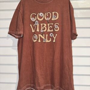 Brown 'Good Vibes Only' Graphic T-Shirt